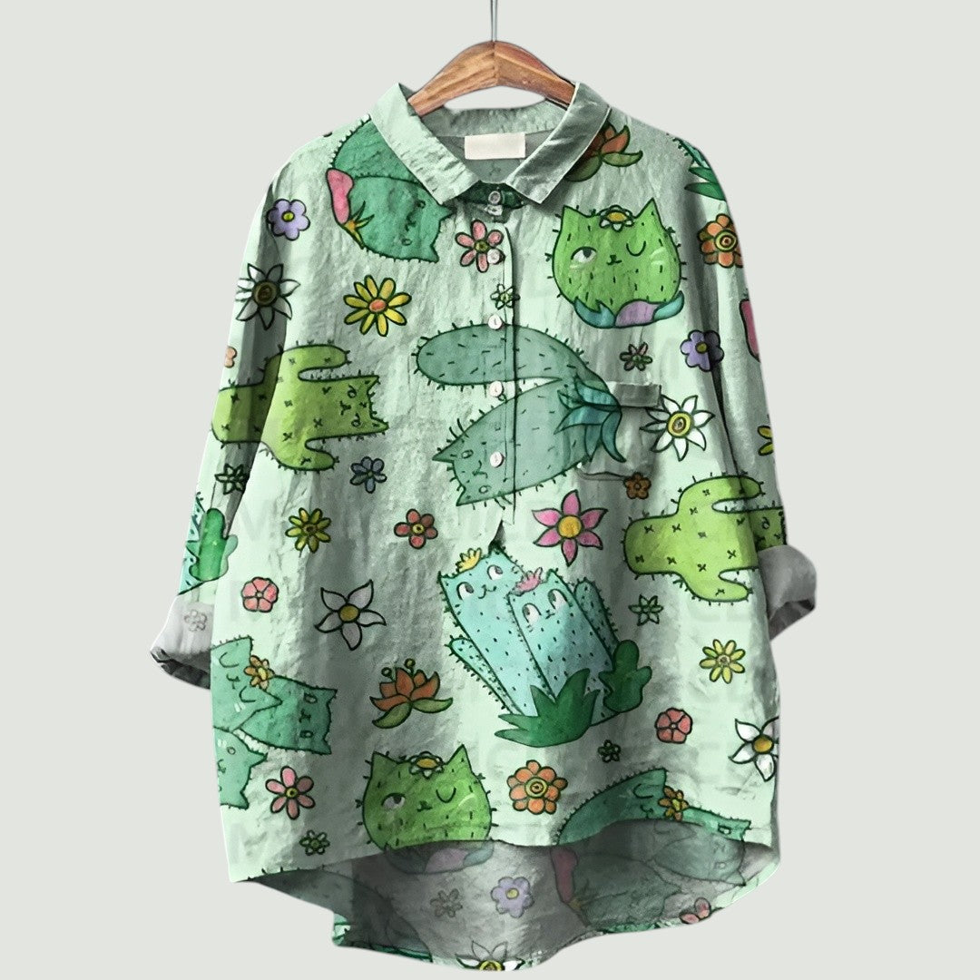 Blomstret damebluse | Glad, let og behagelig