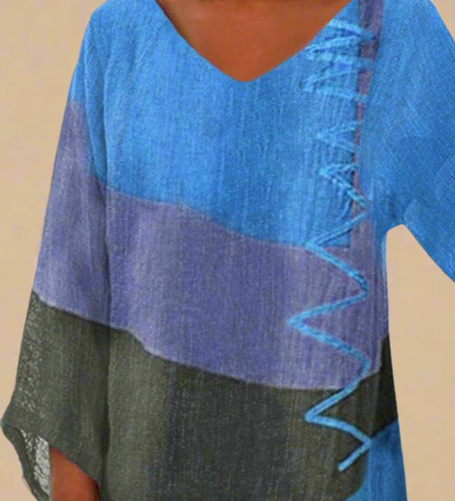 Helene | Stilfuld V-hals Color Block Top