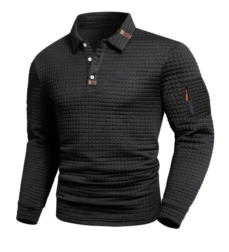 Jens | Polo i Tekstureret Stof med Ærmelomme