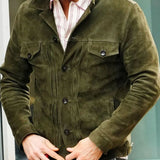 Lorentz | Herre Ruskindsjakke Med Knaplukning Foran