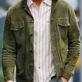 Lorentz | Herre Ruskindsjakke Med Knaplukning Foran