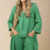 Sæt Norena | Ensfarvede & Komfortable Bukser + Matchende Top