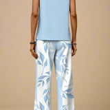 Sæt Elise | Mønstrede Bukser + Ensfarvet Top