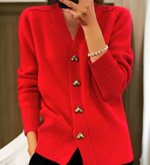 Adele | Blød cardigan med hjerteknapper